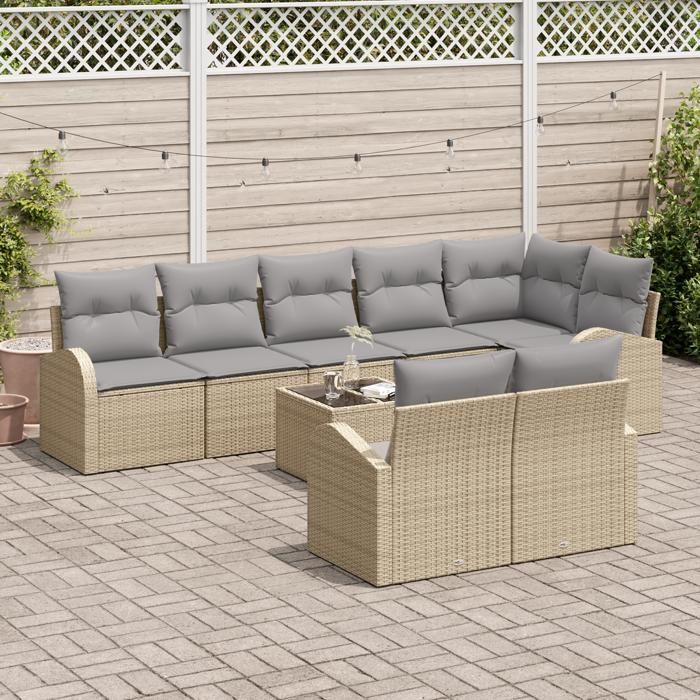 VidaXL Ensemble de Canapés de Jardin 9 Pièces avec Coussins en Rotin Poly Noir 3346100