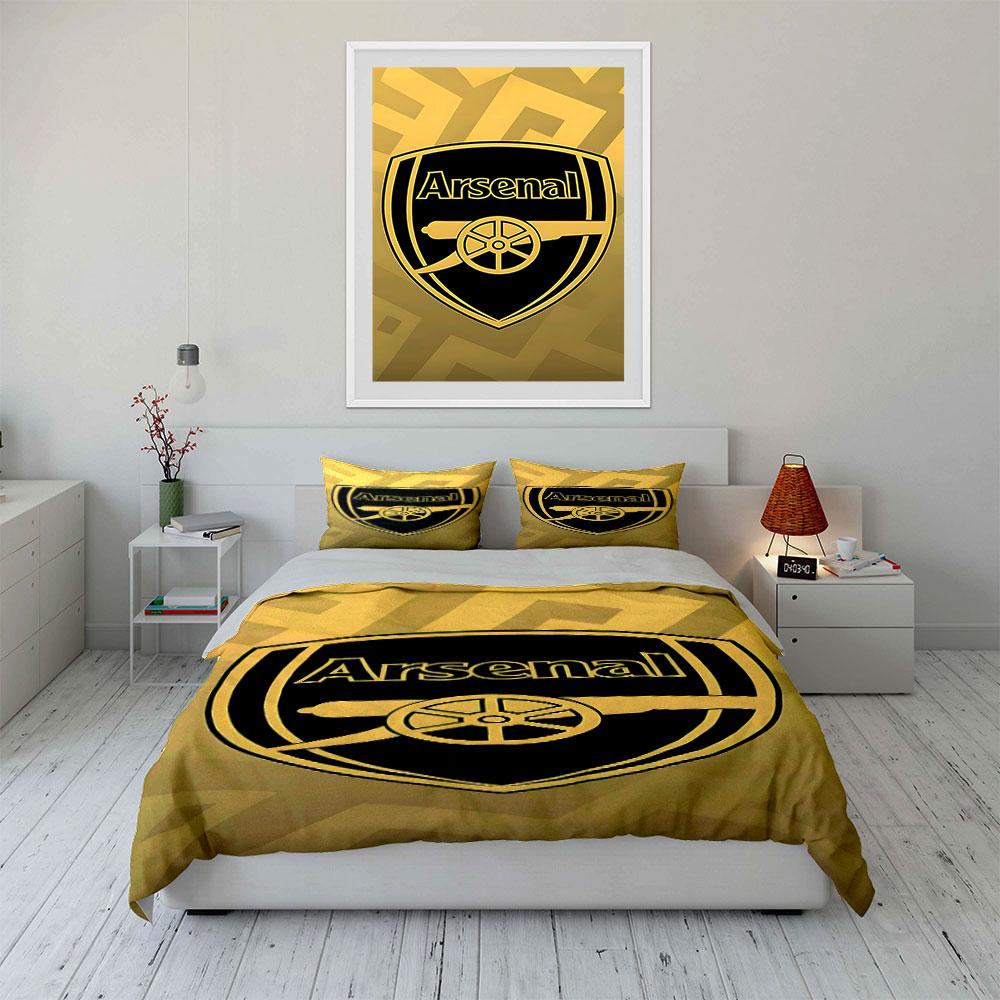 Golden Arsenal logo design. Bedding sets Duvet cover sets Duvet covers Pillowcases(1 * Duvet Cover 2 * Pillowcases without duvet insert)