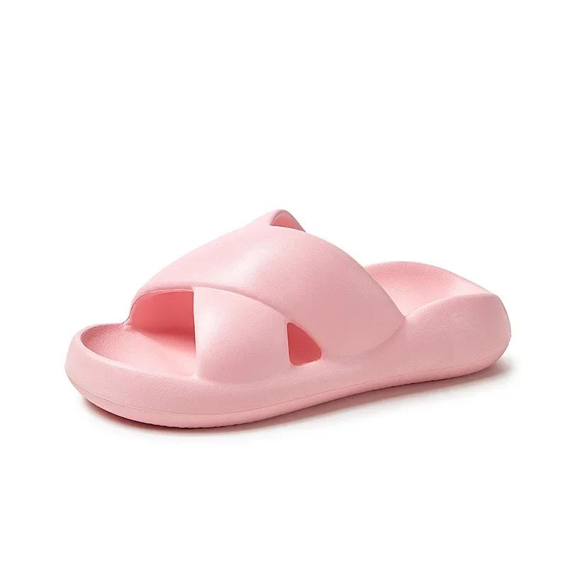 WHOHOLL Mem/Women Slippers Thick Flat Bottom Fashion Style Bathroom Slides No Slip Trend Versatile Shoes Female Flip Flops 44/45