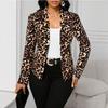 Damen S Eleganter Blazer Jacke mit Leopardenmuster und langen Ärmeln