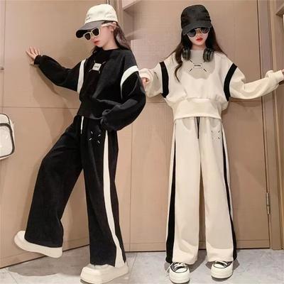 Dětské dívčí soupravy oblečení podzimní mikina s dlouhým rukávem široké nohavice kalhoty dětské oblečení kostýmky 6 8 10 12 14 let