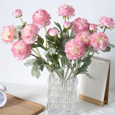Artificial Silk Rose Flower Bridal Bouquet Flowers Home Decorations Pink Fake Peony Branch Fake Rose Wedding Table Decoration