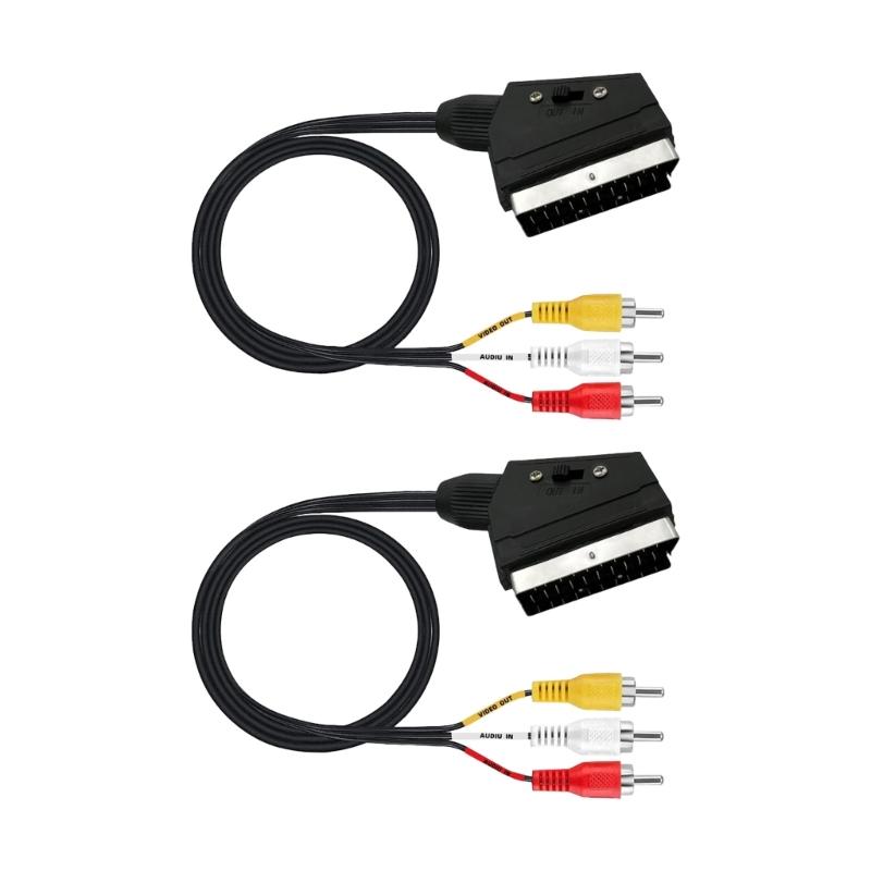 

SCART 21Pin Штекер на 3 RCA Композитний Відео Кабель 1.5М Зміна Кольору Регульований Відмінний Звук Відео З єднання для Телевізора Плеєрів Дисків