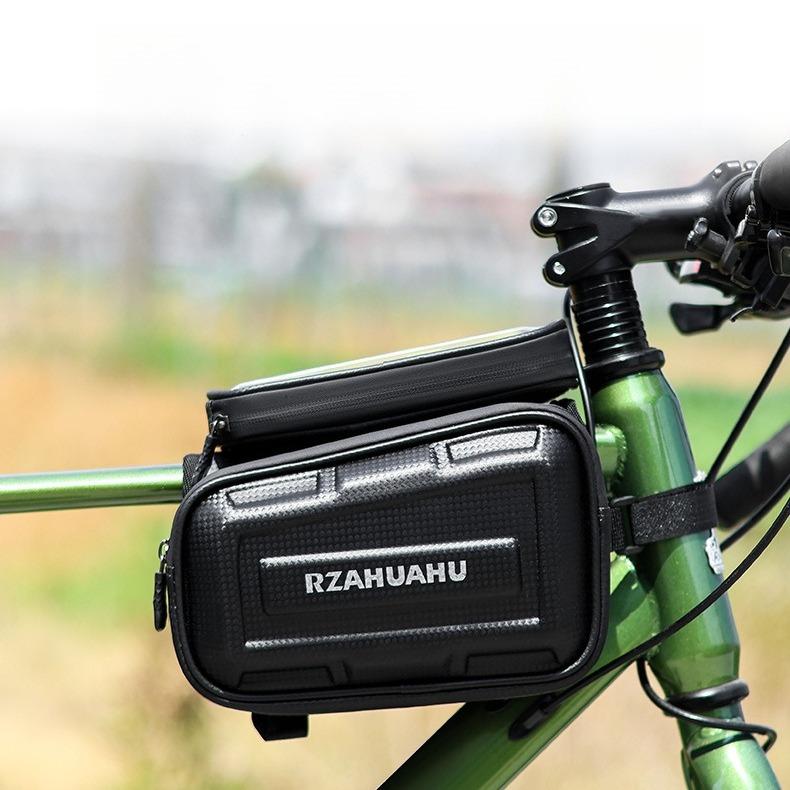 Bike Front Beam Bag Support Touch Screen Bike Phone Mount Bag Large Capacity Cycling Top Tube Bag for 7in Phones