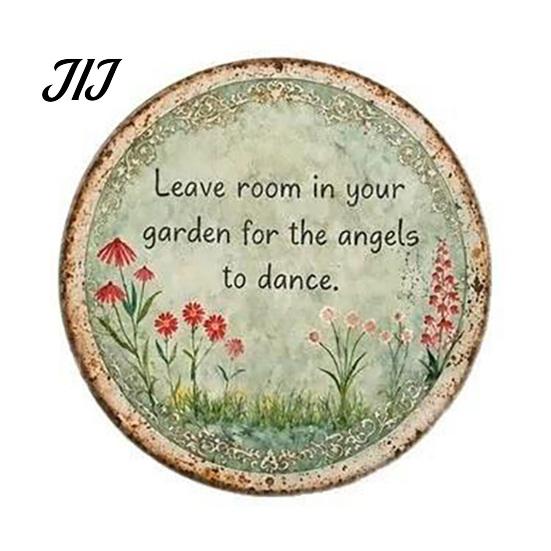Weatherproof Iron Plaque Round Garden Metal Sign, Retro Distressed Wall Decor, Weather Resistant Decor Vintage Art for Outdoor Courtyard Patio
