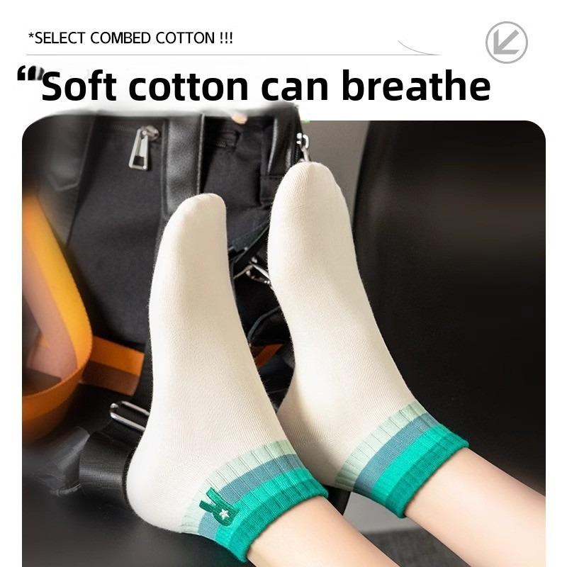 5 Pairs of Women Spring and Autumn Style Pure Cotton Deodorant Sports Socks