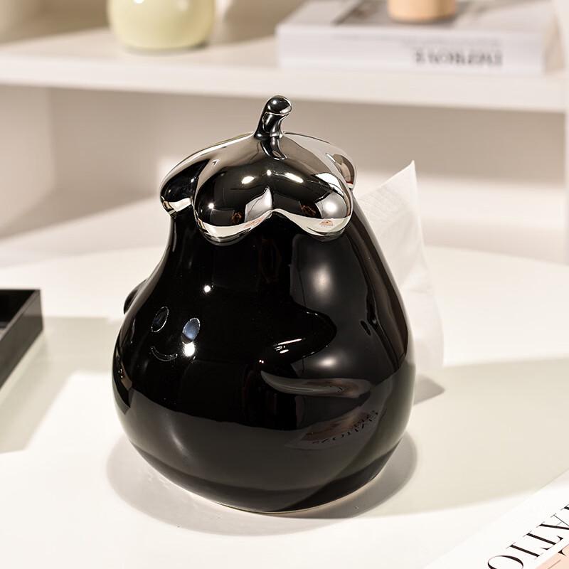 Qiaomeiren Cute Eggplant Ceramic Tissue Box
