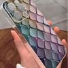 Vibrant Plaid Anti-Shock Transparent Case for iPhone 14/15/16/17 Pro Max.