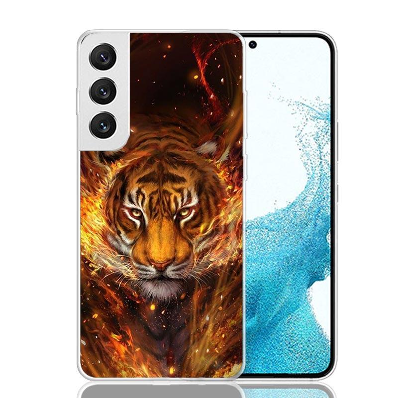 Ferocious Tiger Animal Phone Case For Samsung Galaxy S25 S24 S23 S22 S21 FE S20 Ultra S10 Plus Art Customized Coque Capa S24 S23