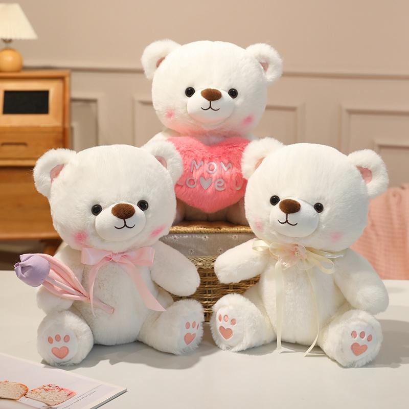 Garden Little Bear Series Plush Toys Cozy Sitting Pose Cartoon Tulip Flower Bear Doll Cute Room Decor Sweet Gift To Girls