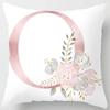 White Pink Alphabet Pillowcase Letter A-Z Flower Pillow Cover Sofa Cushion Cover Home Decor Pillow Cover