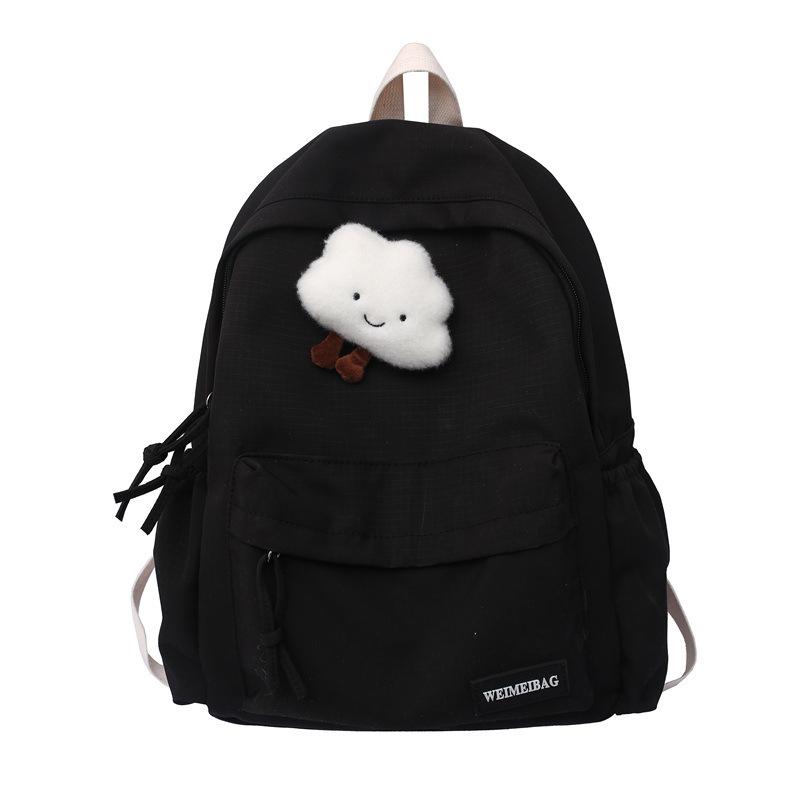 Schoolgirl schoolbag 2025 new fashion backpack small fresh and cute white clouds pendant simple backpack