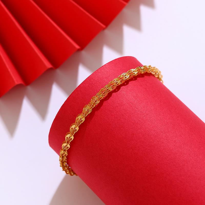 24K Gold Phoenix Tail Jewelry Ladies Retro Niche Design Hollow Personality Bracelet