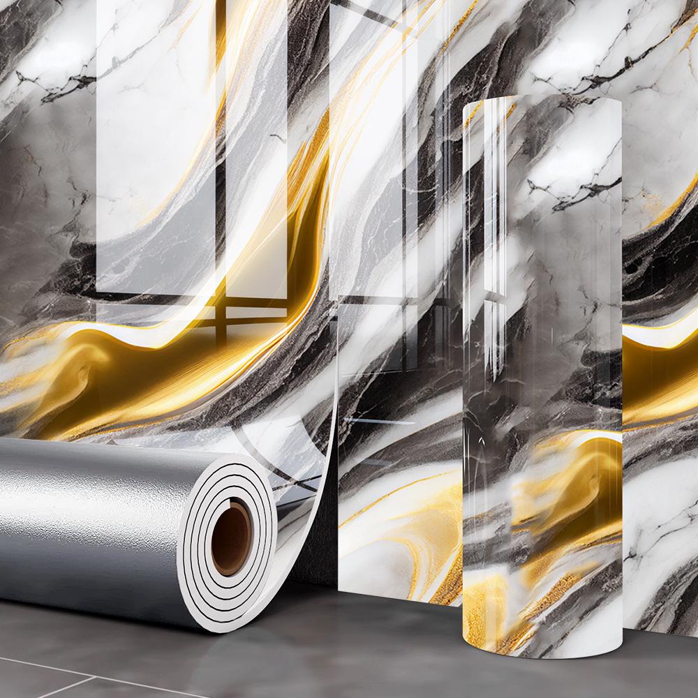 Gold-Plated Marble-Style Waterproof Wall Stickers for TV Backgrounds