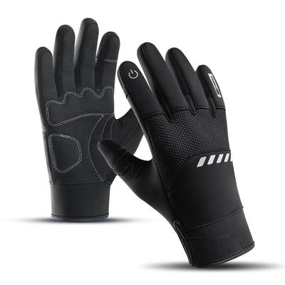 Men's and Women's Fleece-Lined Windproof Touchscreen Cycling Gloves for Autumn and Winter