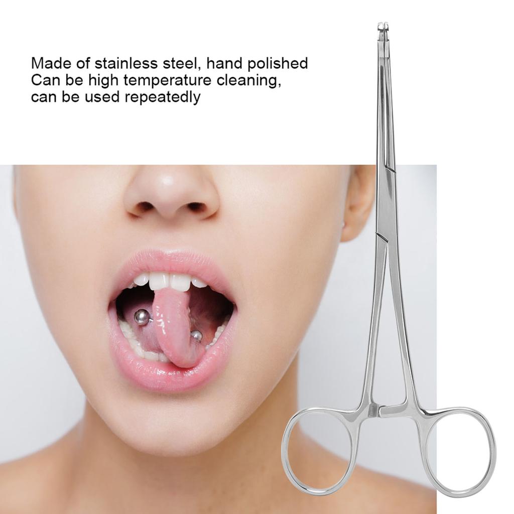 Stainless Steel Reusable Body Piercing Pliers - Tongue Piercing Bead Clamping Tool, Professional Body Piercing Supply