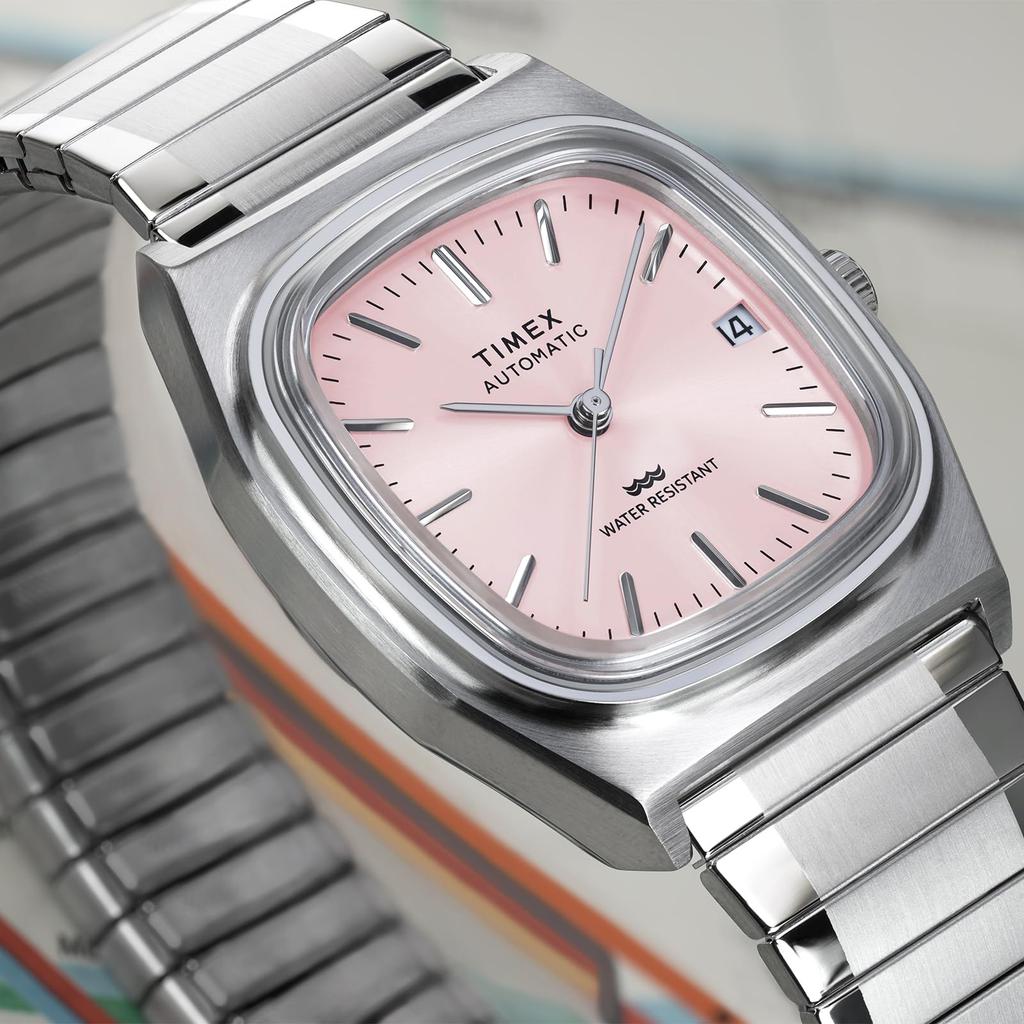 Automatic 50M Water Acrylic Light Pink Unisex [TIMEX] E-Line Watch, Self-winding, Resistant, Case, Dial, TW2Y66800, [Authentic]