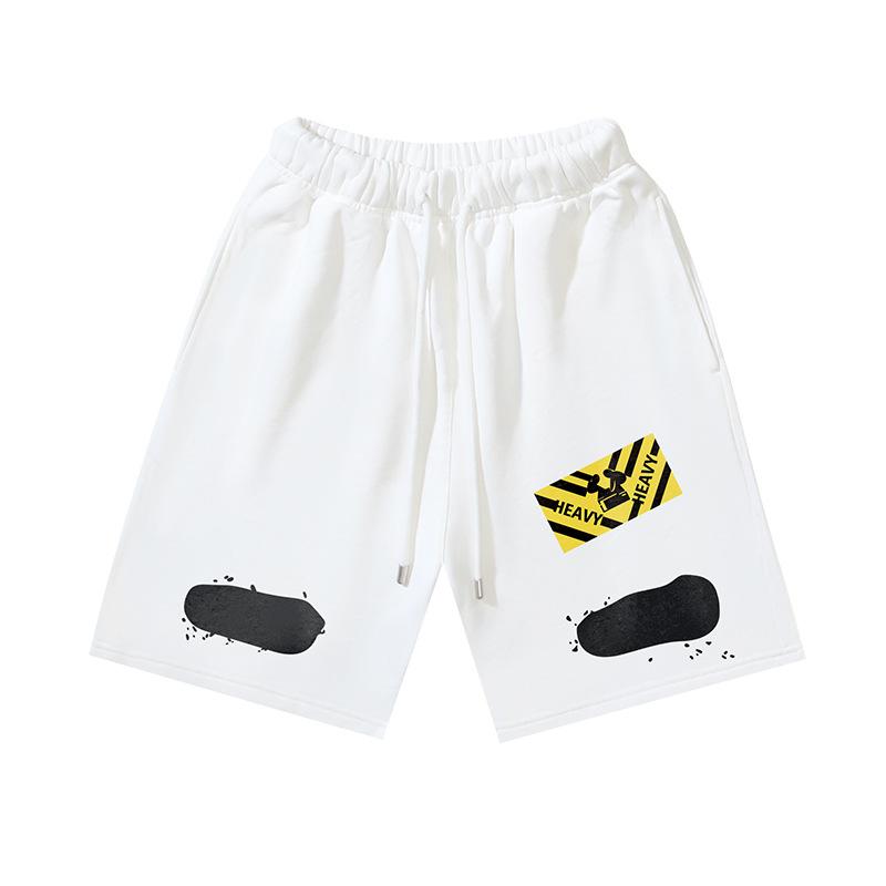 1209 Off-White Spring and Summer New OW Small Yellow Label Striped Printed Men's and Women's Casual Loose Shorts
