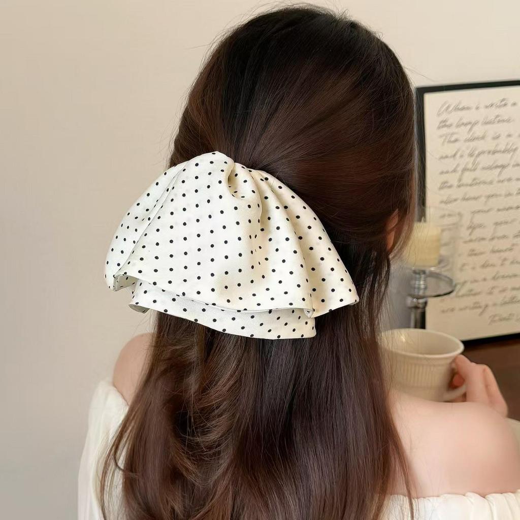 Gold Satin Polka Dot Hair Clip: Versatile and Elegant