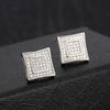 Huitan Unisex Women Men Stud Earrings Square Shaped Full CZ Bling Bling Ear Piercing Accessories Lovers Gift Statement