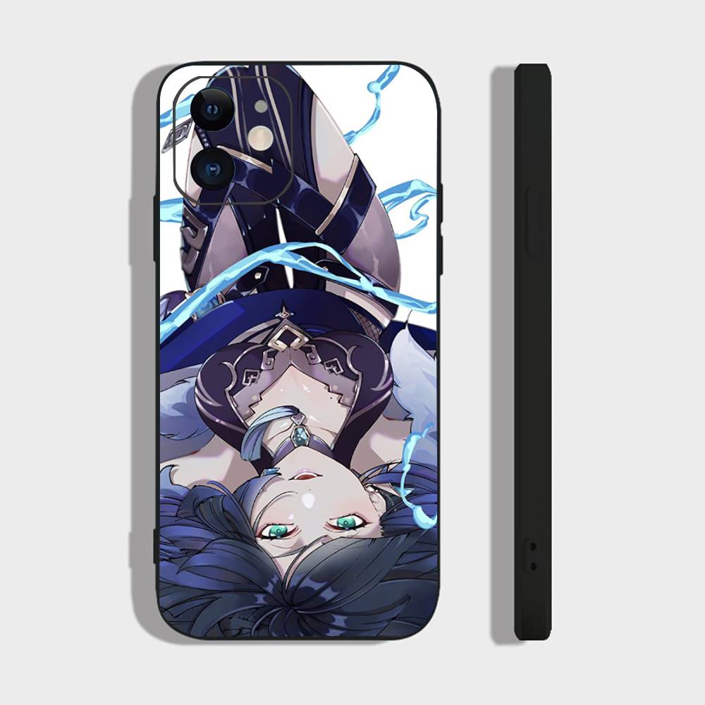 Yelan Anime Game Genshin Impact Phone Case For IPhone 17 Air 16 15 14 13 Pro Max 11 12 Black Silicone Cover