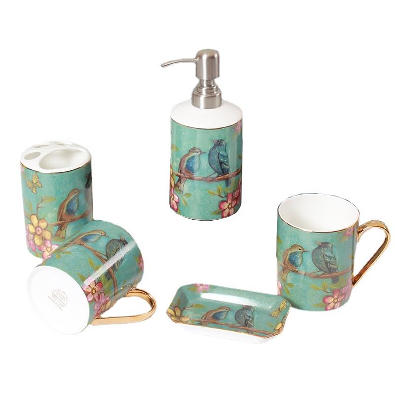 Ceramic Bathroom Five Piece Set Hotel Hand Wash Bottle Set Wash Set Soap Soap Dispenser Soap Dish Home Bathroom Accessories Set