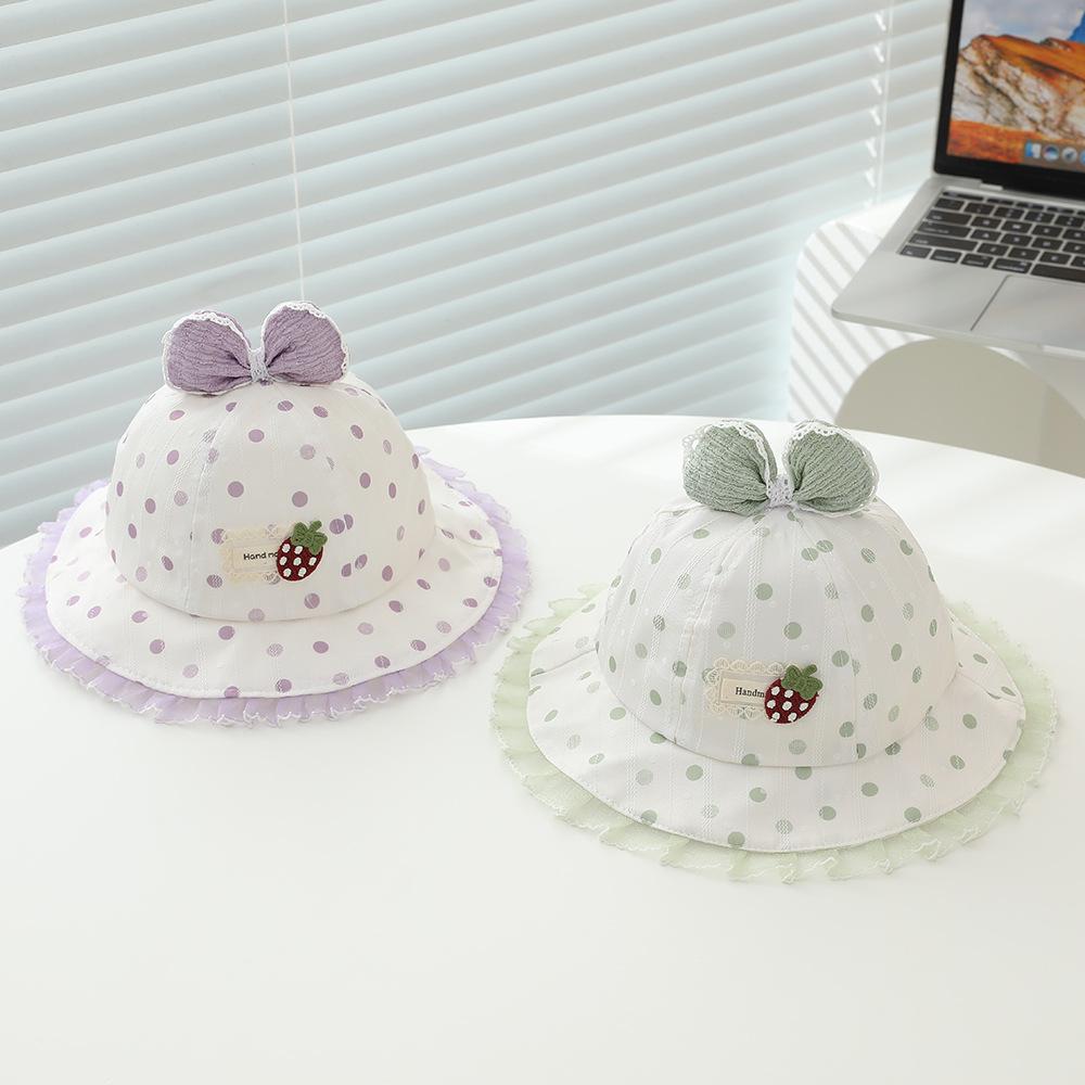 Baby Toddler Girl Fisherman Hat 50cm 1-3 Years  Spring Summer Thin Bow Sun Hat Princess Outdoor Cap UV Protection