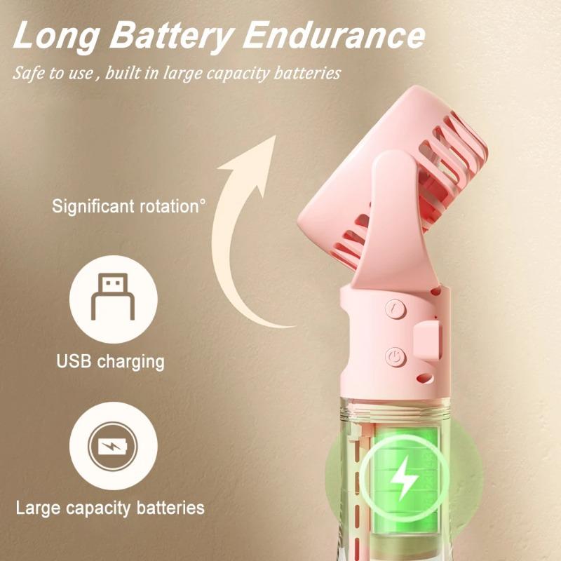 Přenosný ventilátor s vodní mlhou Mini ruční ventilátor USB nabíjení 4 rychlosti Závěsný na krk Sprejové ventilátory Přenosný osobní ruční malý ventilátor