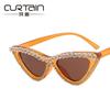 Diamond triangular cat's eye sunglasses New trendy fashion sunglasses Versatile personality exaggerated tide