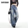 BEAUTIFUL WARDROBE Women's American Retro High-Waist Wide-Leg Jeans
