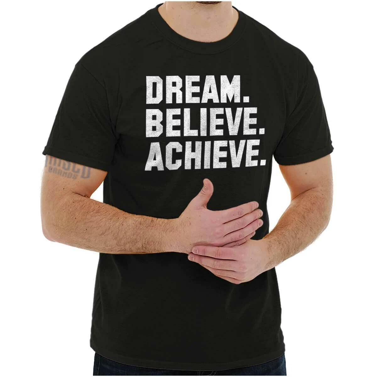 Dream Believe Achieve Fitness Yoga Gym Gift Womens or Mens Crewneck T Shirt Tee S