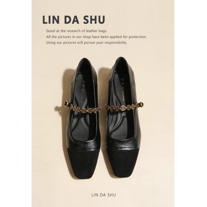 

[Tide Bunan] Super soft small soft leather single shoes low heel 2025 new thick heel 3 cm Mary Jane women s shoes black 35 чёрный