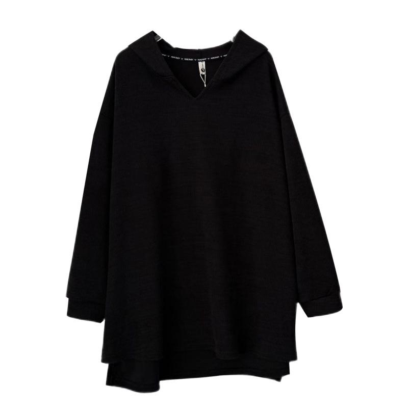 Women's Retro Minimalist Plus Size Knit Hooded Pullover - Versatile Autumn Outerwear