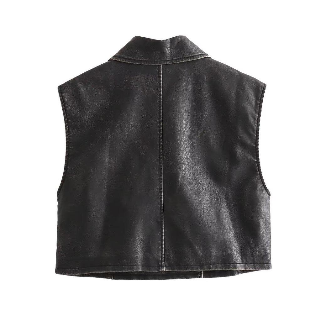 Europäische & Amerikanische Damen Distressed PU Lederweste - Vielseitiges Modestück