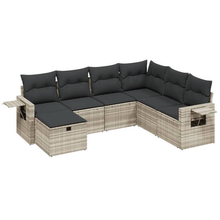 VidaXL Garden Lounge Set with Cushions 7 Pcs, Patio Sofas, Patio Furniture Set, Outdoor Furniture, Grey 3263838