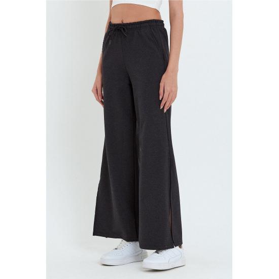 Women's Pocketed Slit Sweatpants Trousers