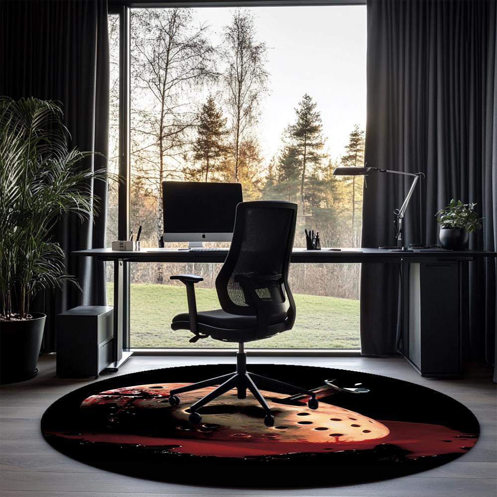 Friday the 13th Printed Round Rug Carpet Chair Rug Area Rug Entryway Doormats,for Office Chair Living Room Bedroom Kitchen Room.