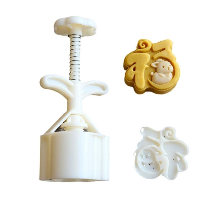 

Cute Cartoon Rabbit Mung Bean Cake Mould Set Suitable for Diy Mould Accessories in Midautumn Festival for Cake Cookie