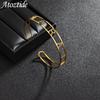 Atoztide Custom Name Bangle Stainless Steel Jewelry Personalized Zircon Letter Star Bracelet for Women Kids Adult Birthday Gift