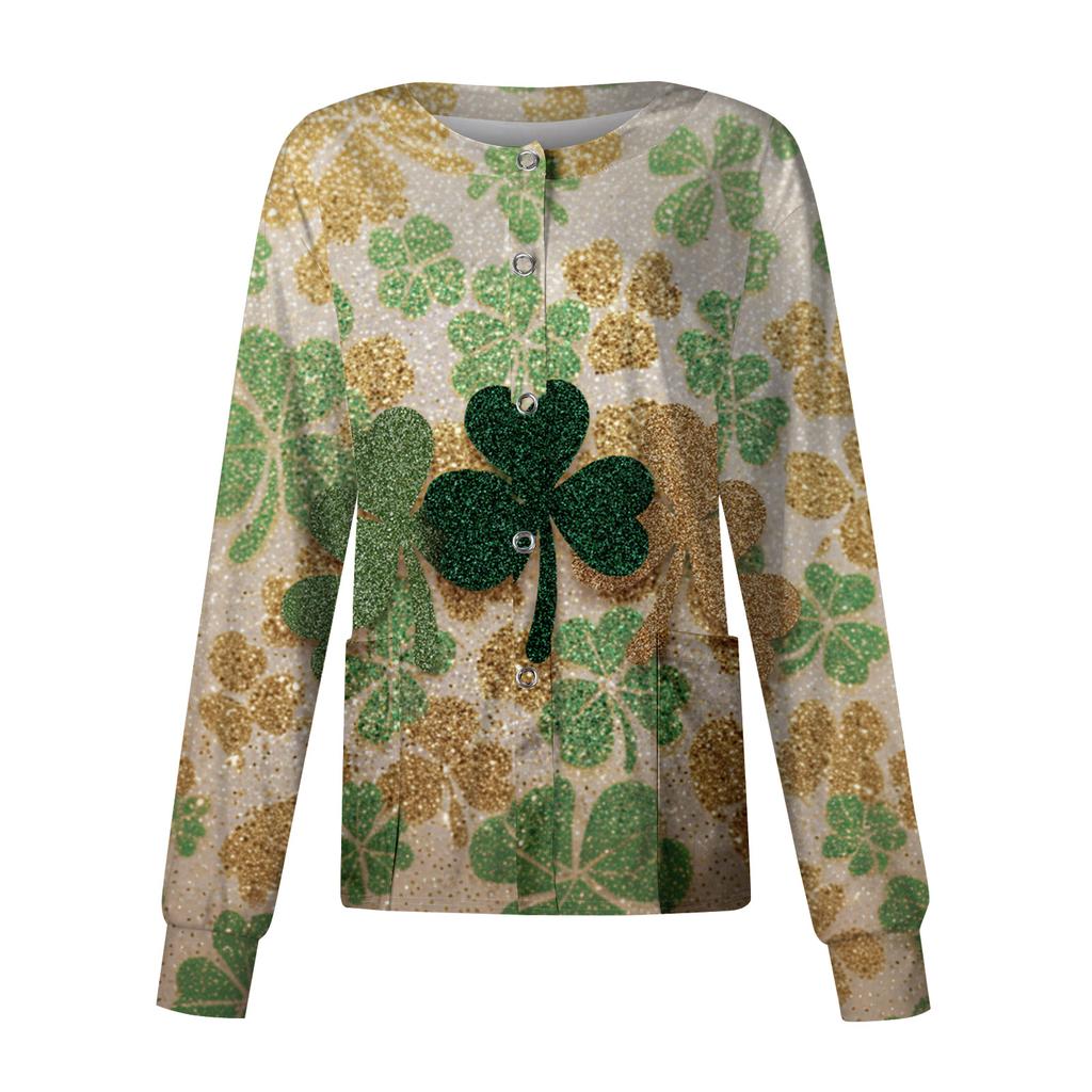 Women's Casual Long Sleeve Single Breasted Printed Dry- Top