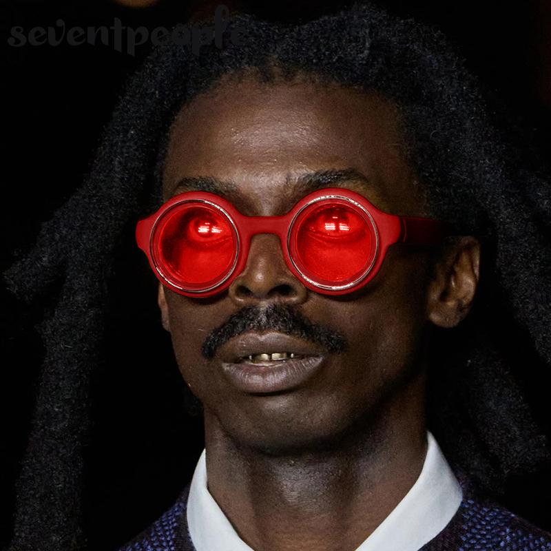 Punk Round Sunglasses Men  Luxury Brand Design Steampunk Sun Glasses For Male Summer New Fashion Small Frame Shades Eyewear