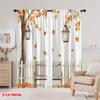 2pcs,2D plane printing Curtains&Window Treatment Autumn Leaves Bench Lanterns Polyester Fabric (without rod) Art Deco Festive
