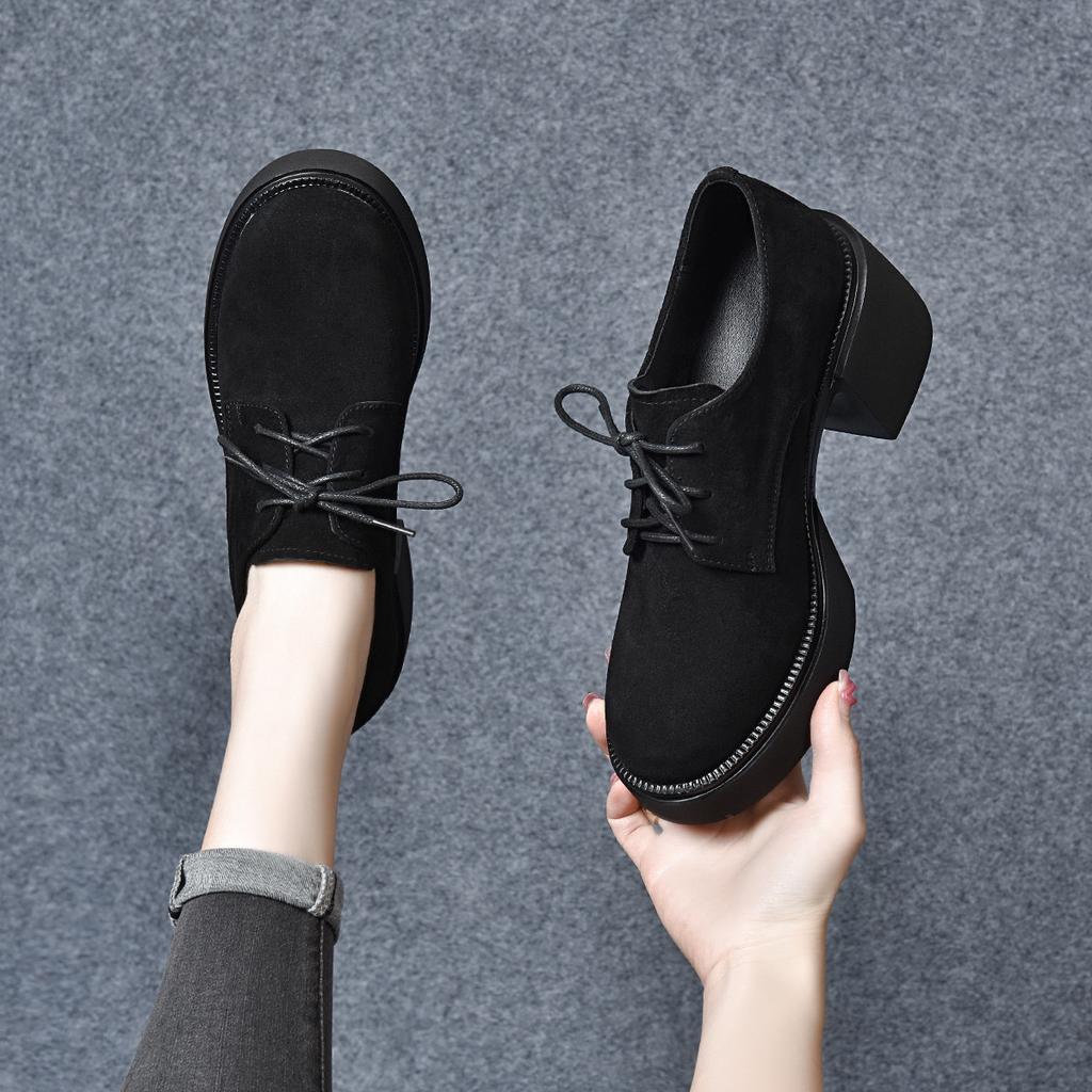 Platform Shoes Women's Spring New Black Round Head Waterproof Table Thick Heel Muffin Heel Single Shoes Four Seasons Shoes