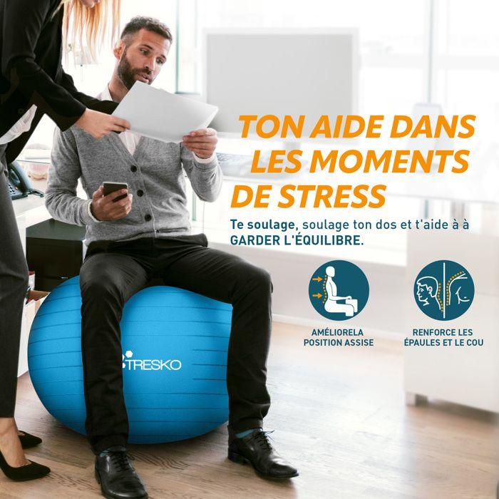 Ballon de Gymnastique - TRESKO - 75 cm - Anti-éclatement - Capacité 300 kg - Antidérapant