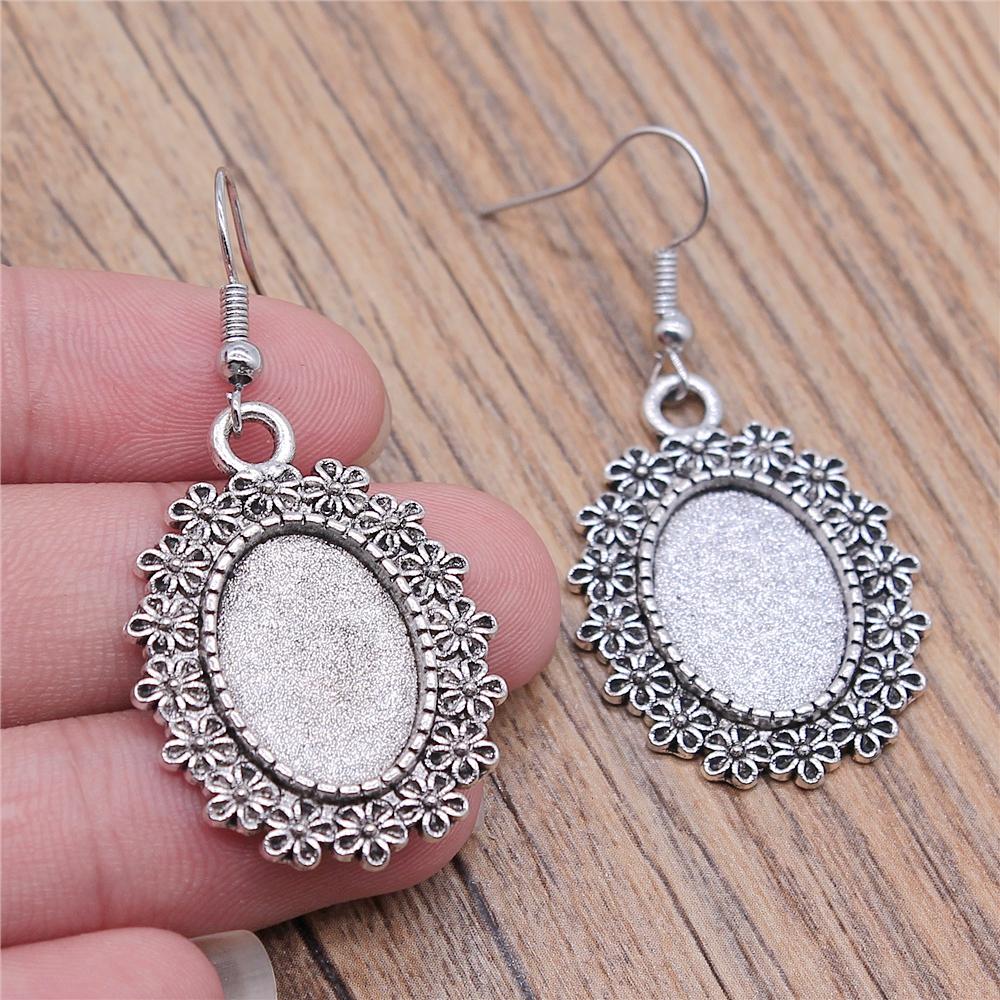 Fit 13x18mm Cabochons Oval Blank Setting Bezel Blank Cabochon Earring Base For DIY Earring Making