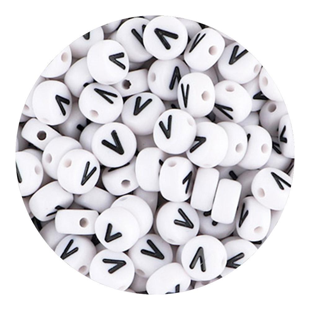 50/100/200pcs/Lot 7x4mm White A-Z Round Alphabet Acrylic Letters Beads Loose Spacer For Jewelry Making DIY Bracelet Accessories