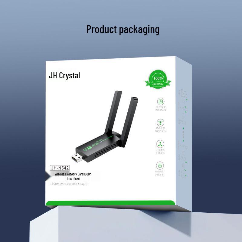Regent 1300M USB WiFi 5 Dual-Band Wireless Network Card for Desktop & Laptop (5G, Driver-Free)