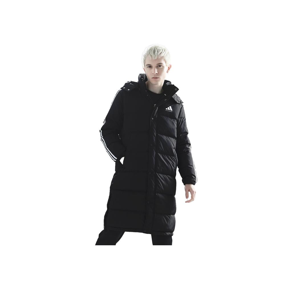 adidas Długa Ciepła Gruba Wiatroszczelna Kurtka z Puchu Kaczkiego z Odpinanym Kapturem Unisex Odzież Wierzchnia Czarna ADIPK01T-BW