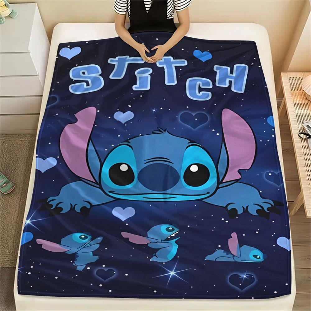 Stitch Cartoon printing Flannel Blanket Bedroom Sofa Camping Warm blanket Gifts for family and friends-MJ003