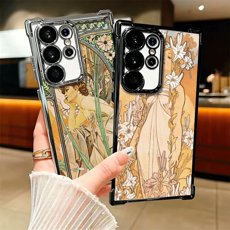 Vintage Alfons Mucha Primavera Plating Phone Case For Samsung Galaxy S24 S25 FE S26 Edge S23 Ultra S22 S21 Plus S20 Anti-Fall Ai